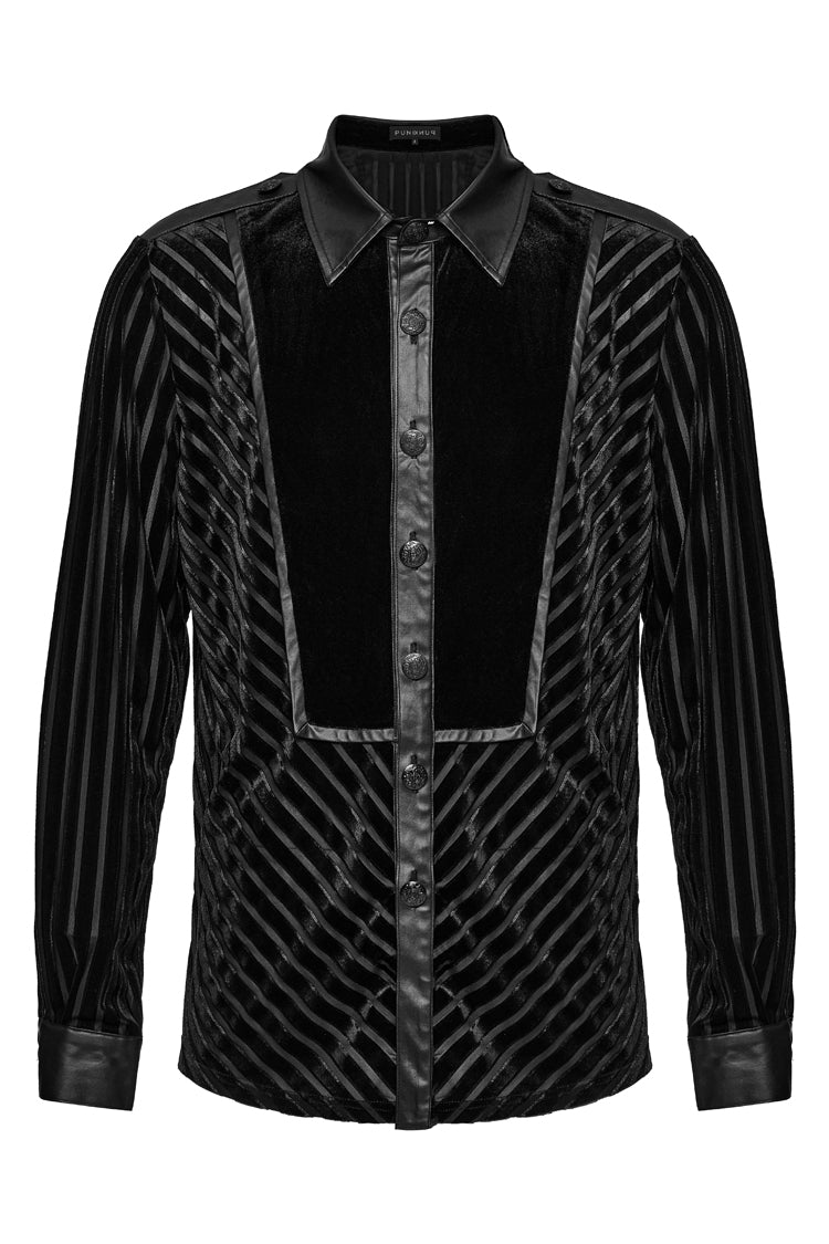 Black Lapel Collar Stitching Slim Gothic Blouse