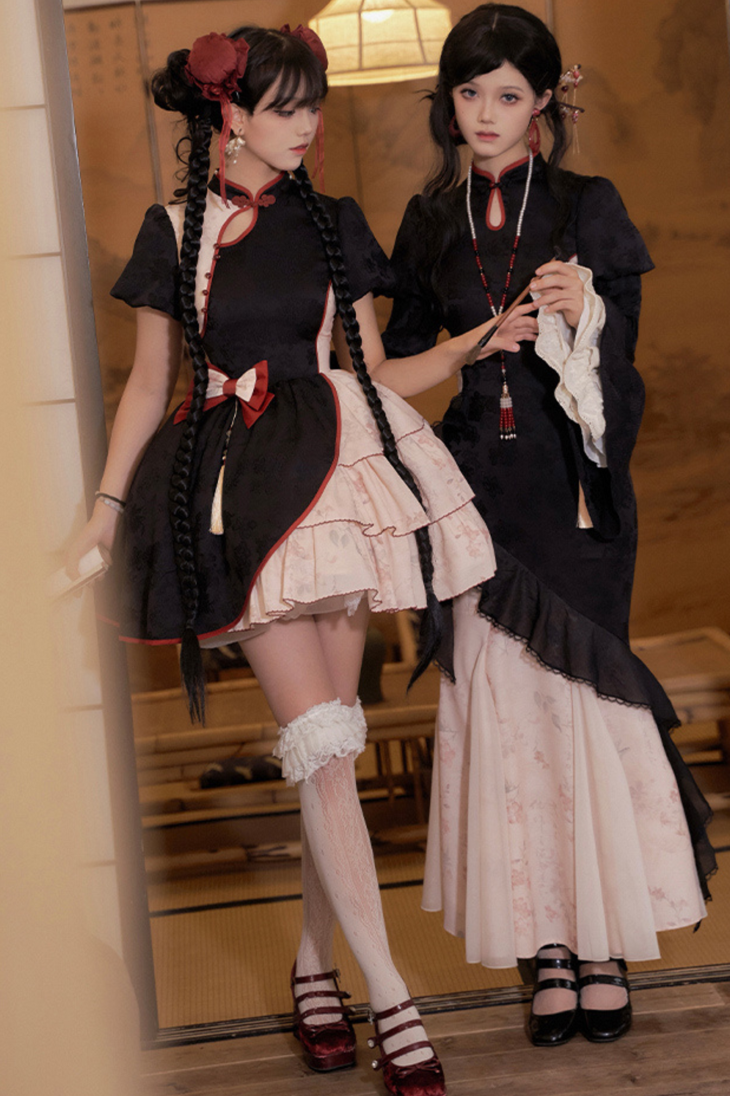 Retro Chinese-style Dress + Sleeves + Shawl + Accessories + Hairpin