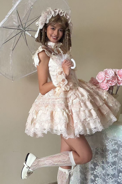 [pre-order] Princess Ballet Tiered Lolita Dress + Headband + Necklace + Sleeves + Tail