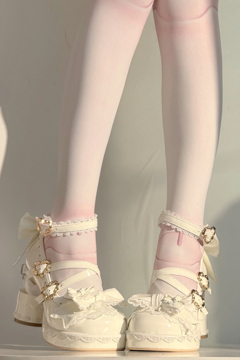 Ribbon Lace Lolita Crystal Heels