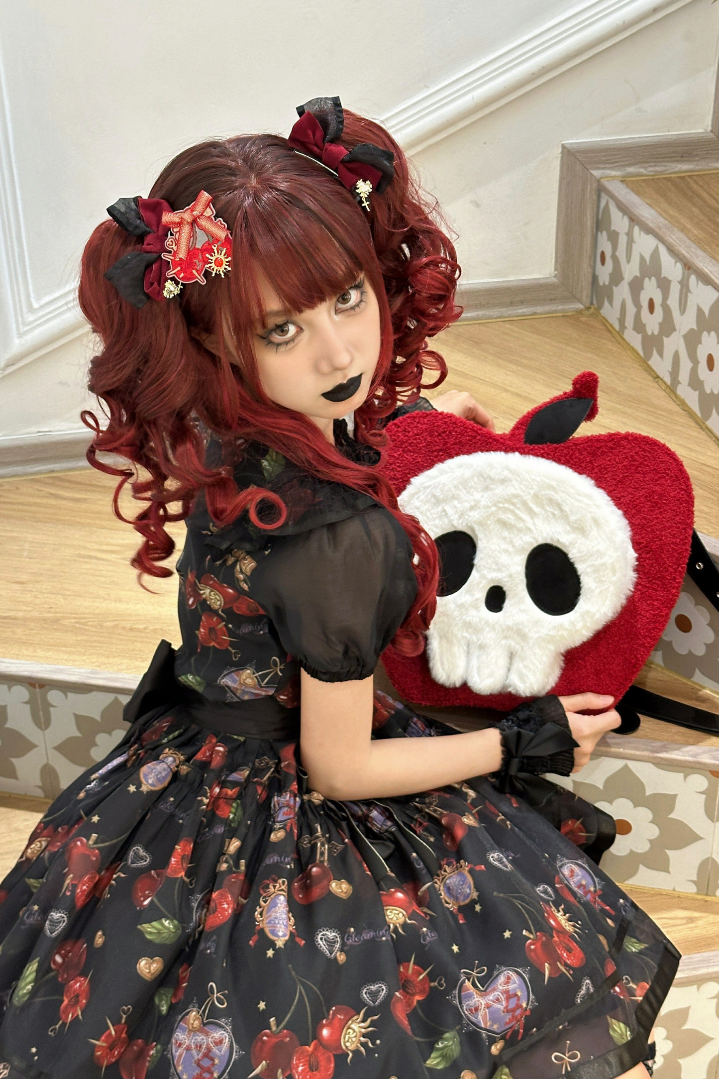 Retro Antique Cherry Sweet Lolita Dress + Jumper Skirt