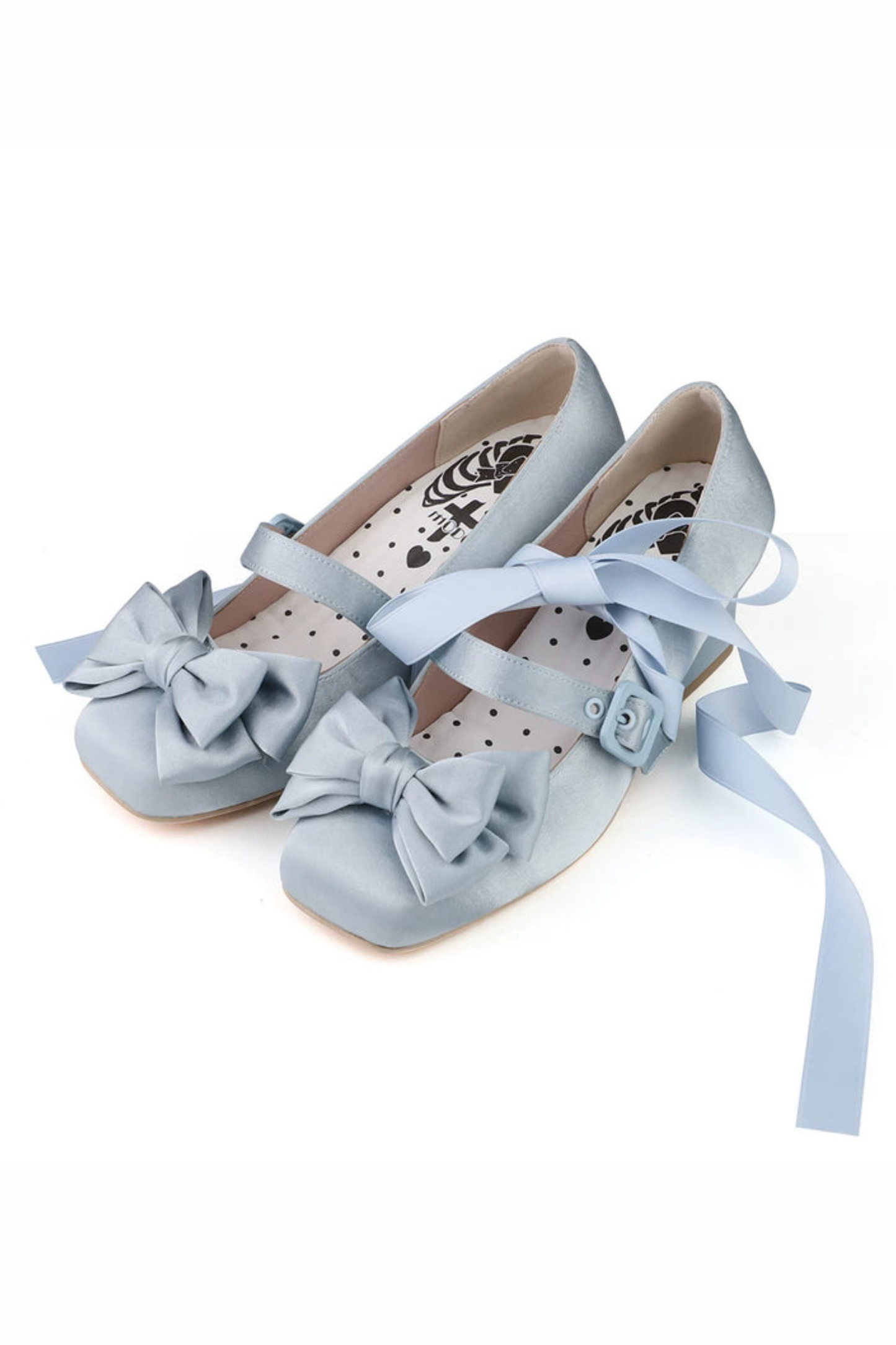 Lace-up Ribbon Satin Square Toe Shoes