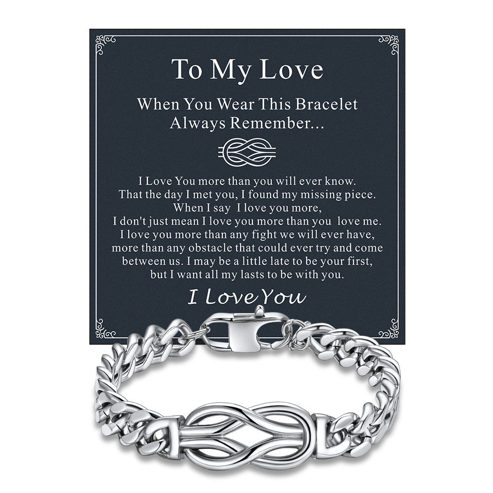 To My Love Infinity Love Knot Cuban Chain Bracelet for Couple