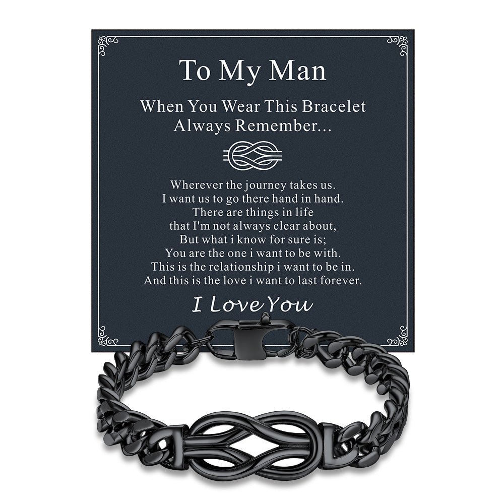 To My Love Infinity Love Knot Cuban Chain Bracelet for Couple