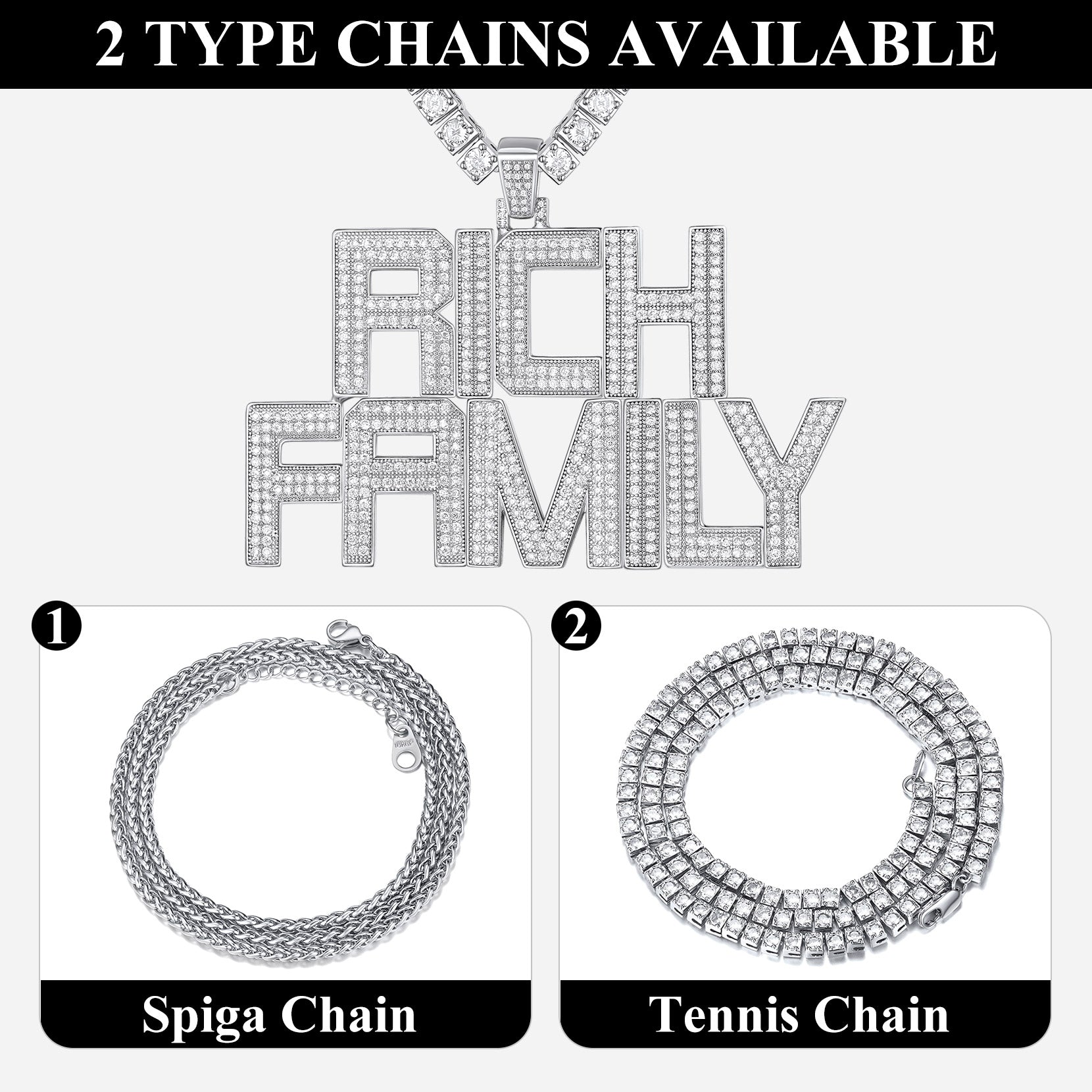 Custom Hip Hop Cubic Zirconia Initials Pendant Necklace for