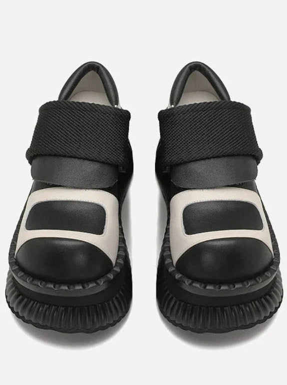 Leather Velcro Platform Shoes