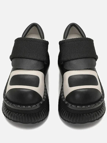 Leather Velcro Platform Shoes