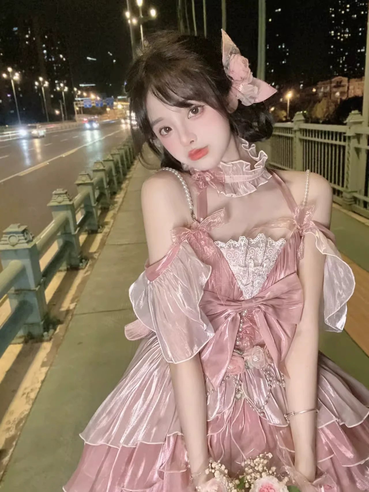 Pink Flower Fairy Fluffy Princess Dress Set