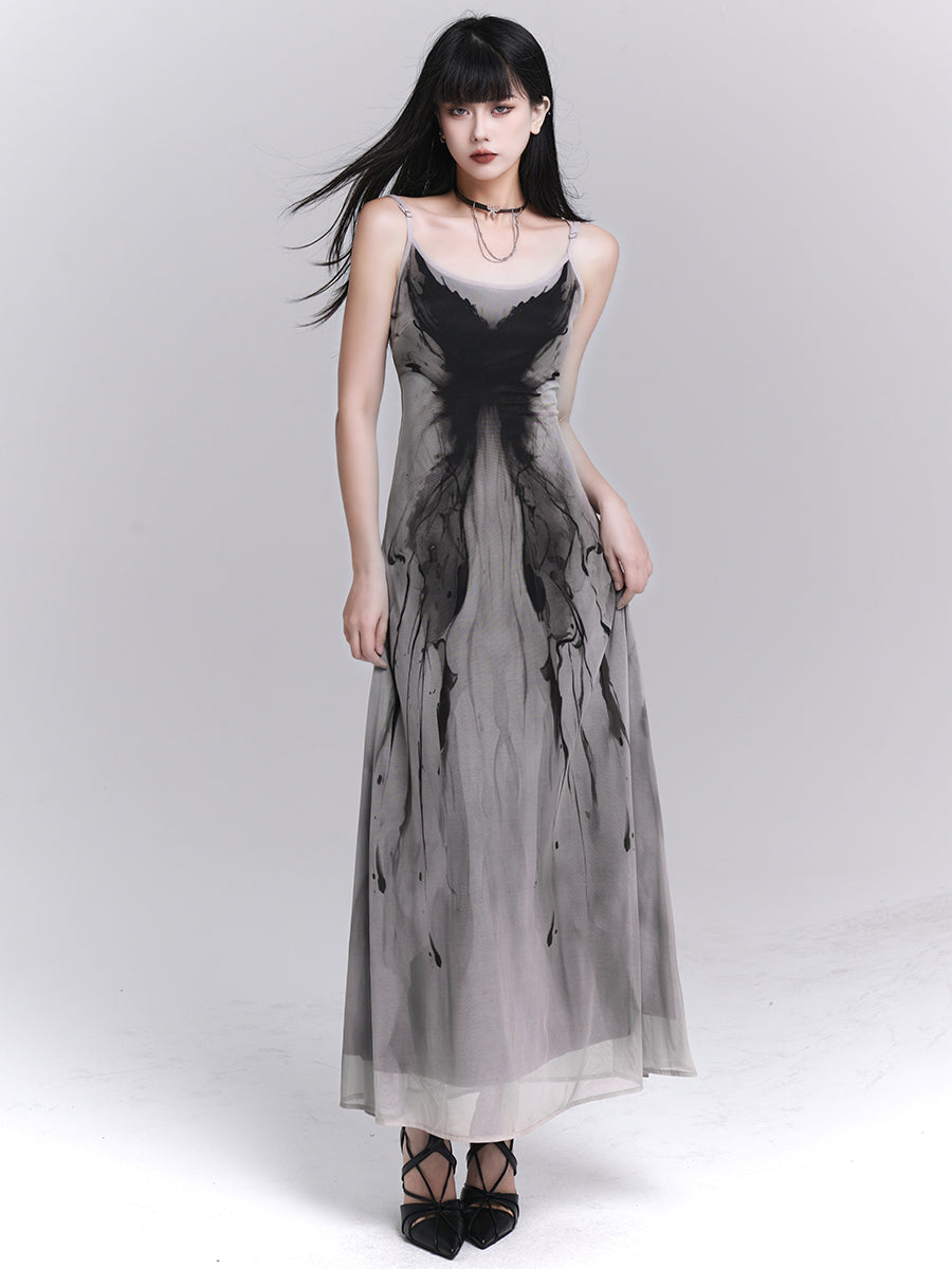 Ghost Girl Gray Suspender Dress
