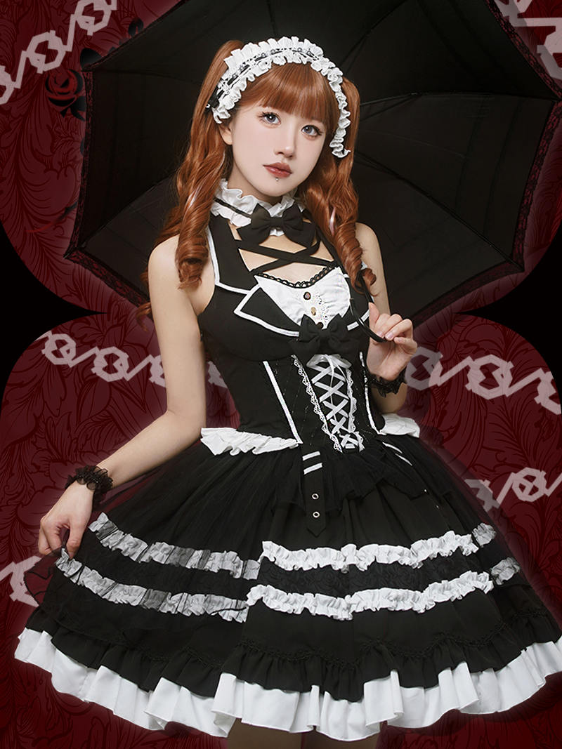 White Black Magic Antique Doll Dress
