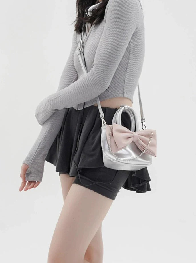 Big Ribbon Jewel Chain Mini Bag