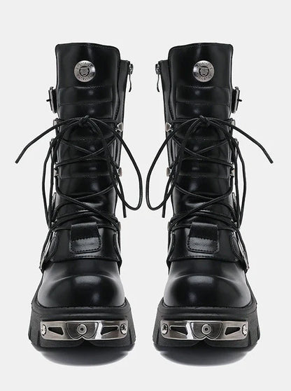 Retro Metal Punk Rock Platform Boots