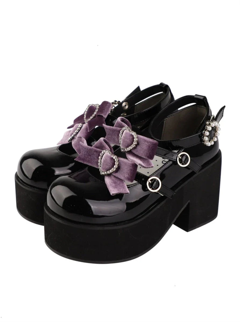 Sweet Ribbon Three-ball Platform Shoes