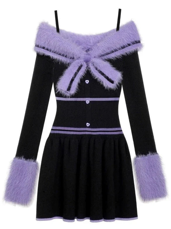 Girl Fighting Spirit Dark Fur Dress