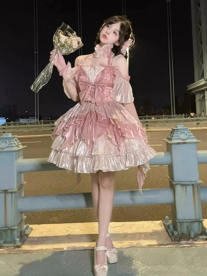 Pink Flower Fairy Fluffy Princess Dress Set