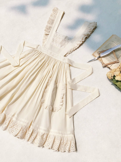 [pre-order] Retro Girly Yellow Dress + Apron + Ribbon