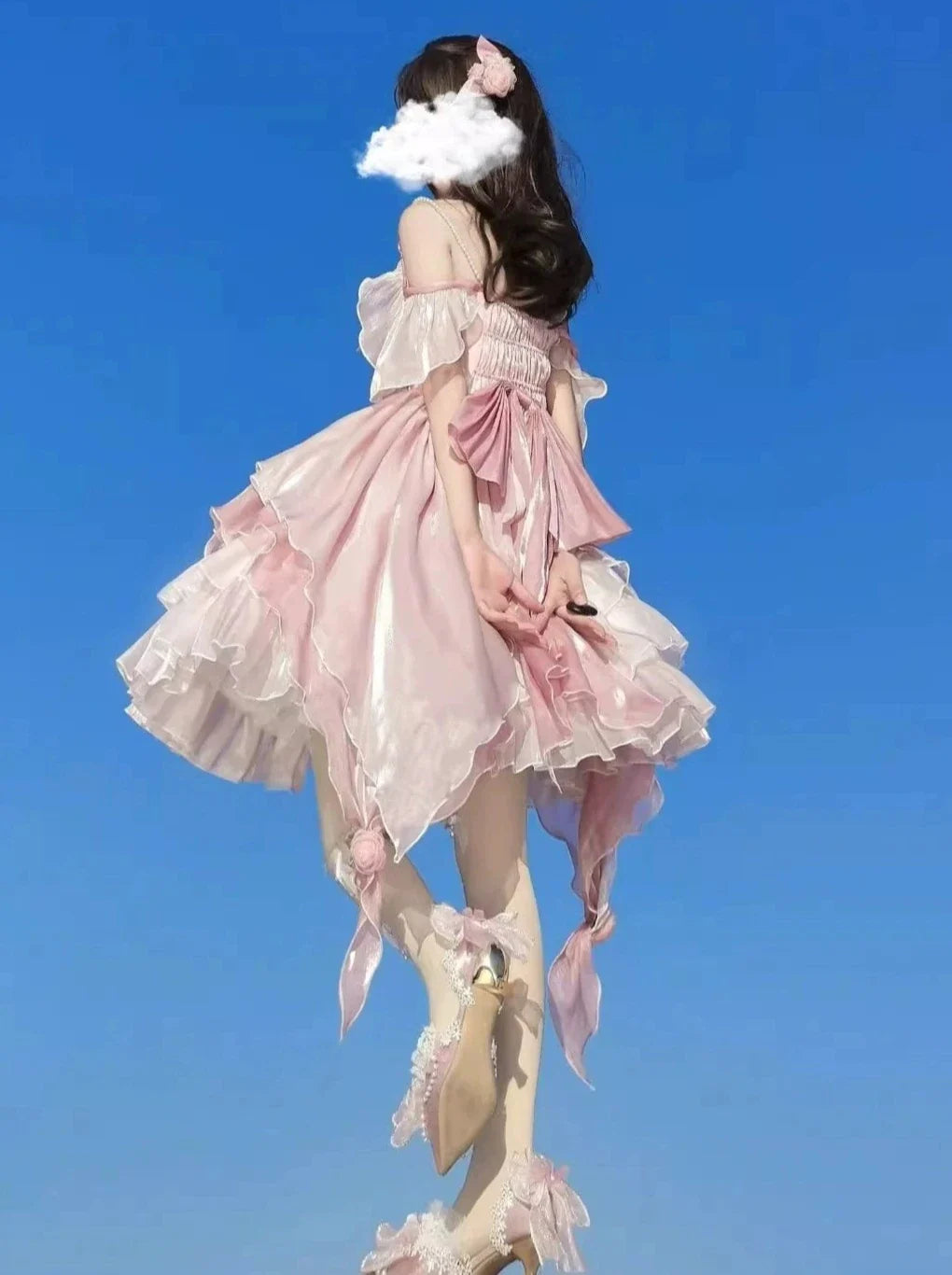 Summer Sweet Wedding Lolita Dress + Waist Chain + Tail + Hair Accessory + Neck Accessory