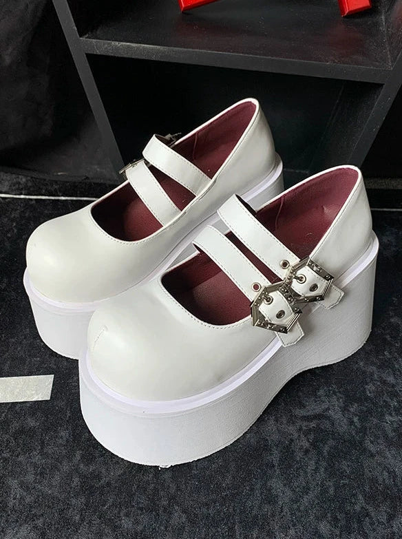 Retro Round Toe Gothic Punk Platform Shoes [matte/lace]