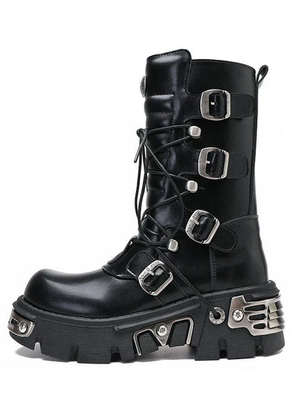 Retro Metal Punk Rock Platform Boots