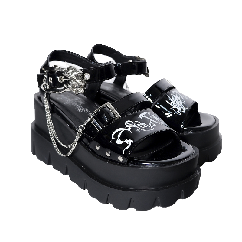 Chinese-style Punk Dragon Platform Sandals