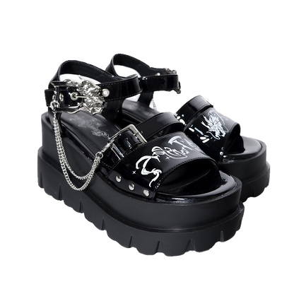 Chinese-style Punk Dragon Platform Sandals