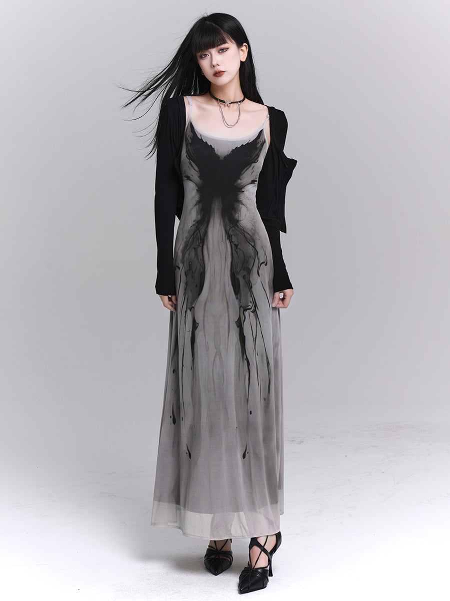 Ghost Girl Gray Suspender Dress