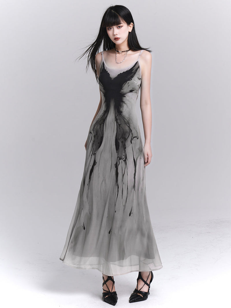 Ghost Girl Gray Suspender Dress