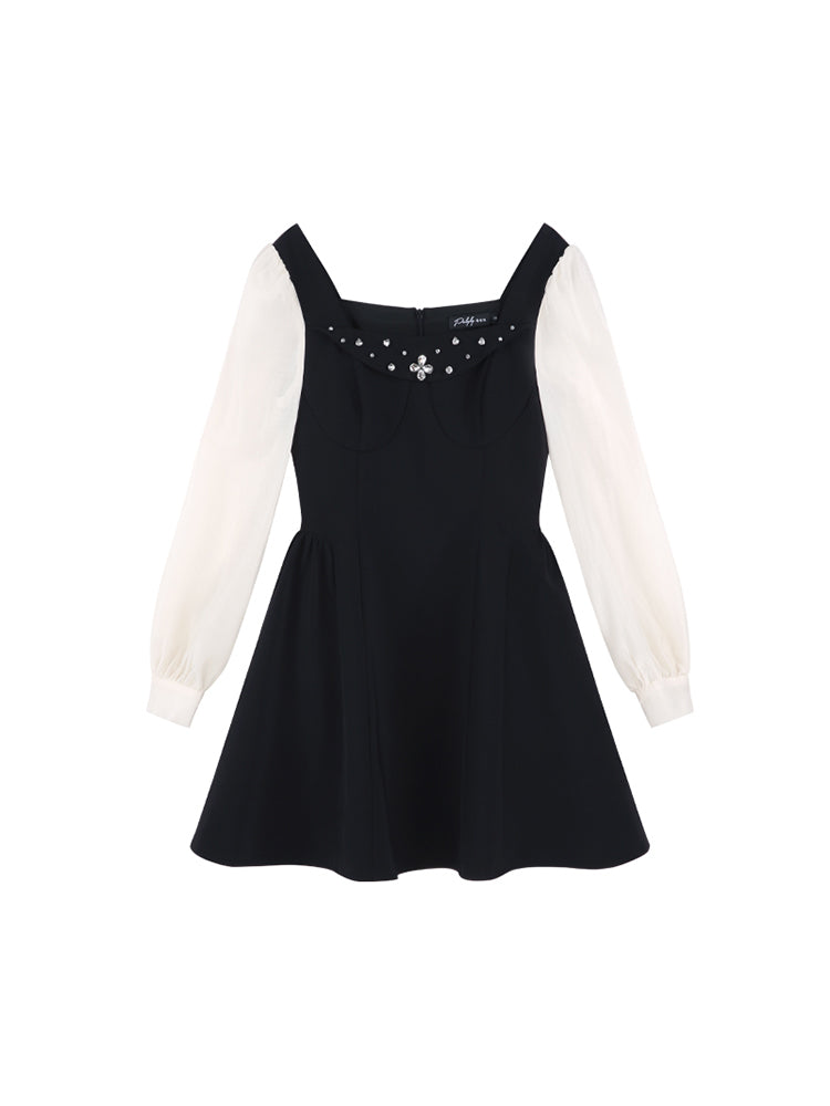 Black Two-piece Square Neck Dress