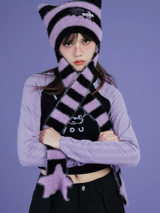 Striped Dark Cat Long Hat