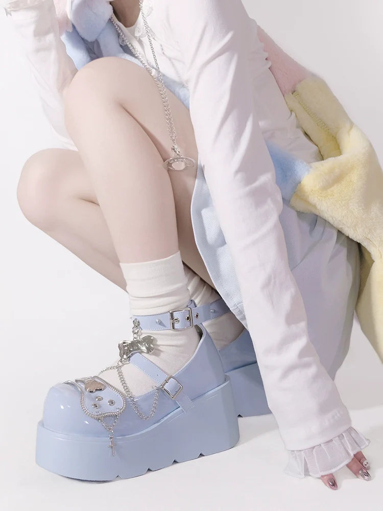 Punk Rivet Bone Millennium Platform Shoes