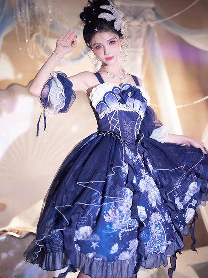 Deep Jellyfish Suspender Dress Set