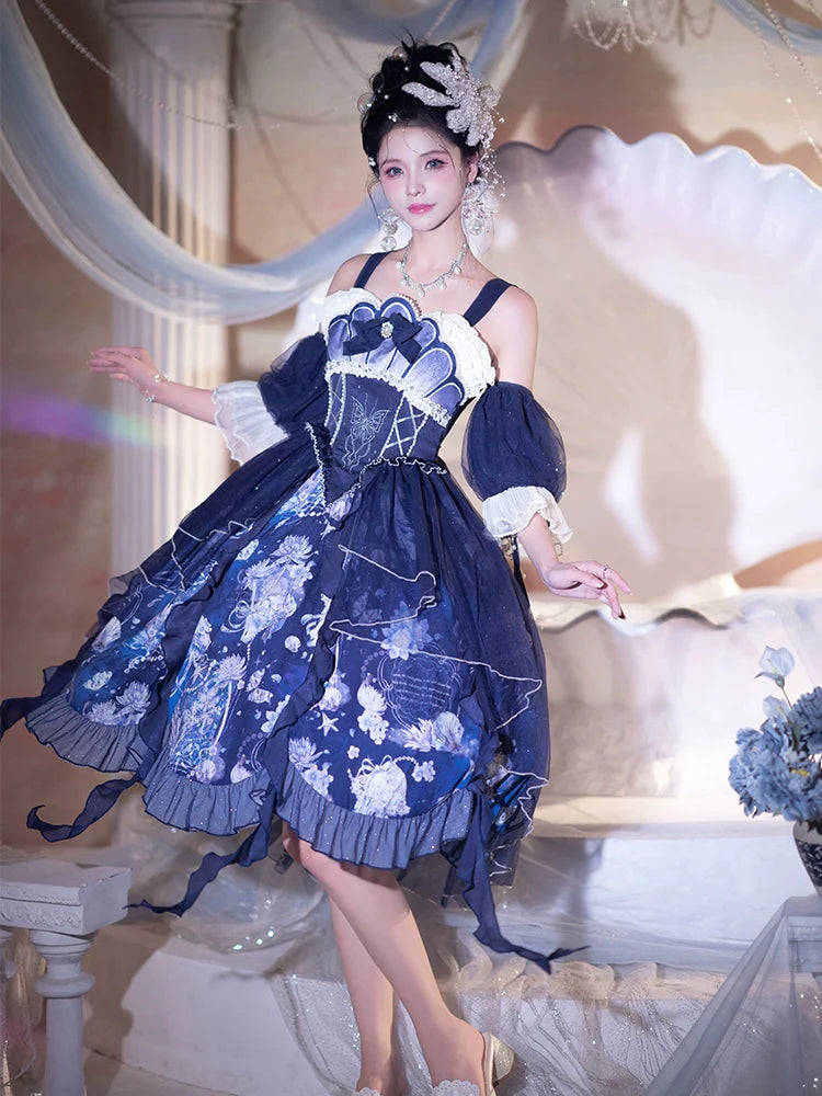 Deep Jellyfish Suspender Dress Set