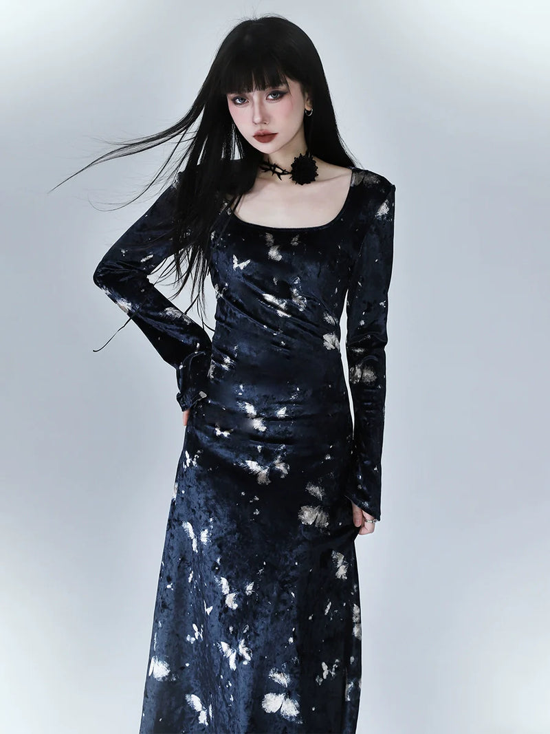 Square Velvet Dark Mode Dress