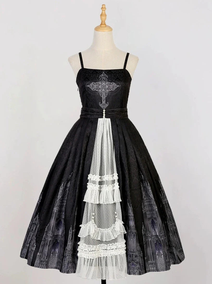 Gothic Suspender Skirt + Shawl