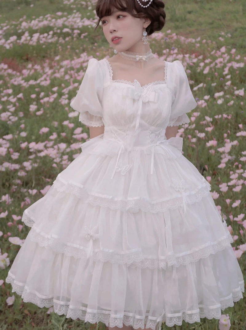 Light Flower Wedding Lolita Dress + Halterneck Suspender Dress