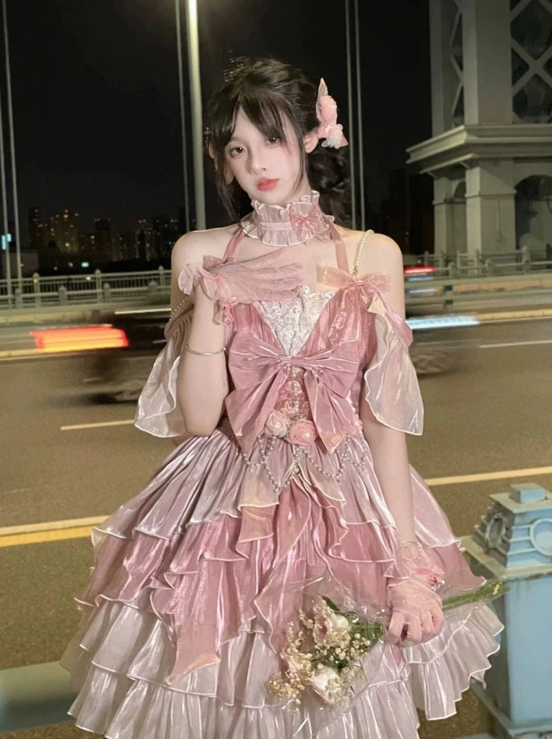 Pink Flower Fairy Fluffy Princess Dress Set