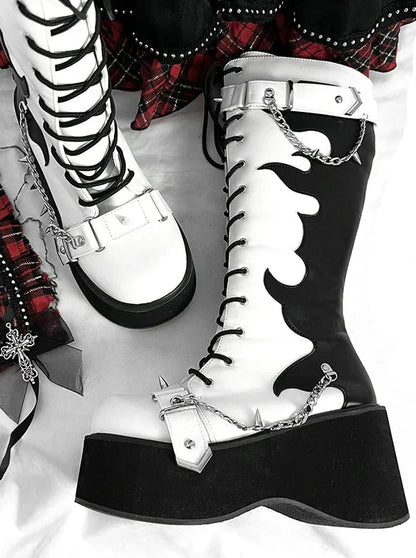 Punk Style Round Toe Platform Boots