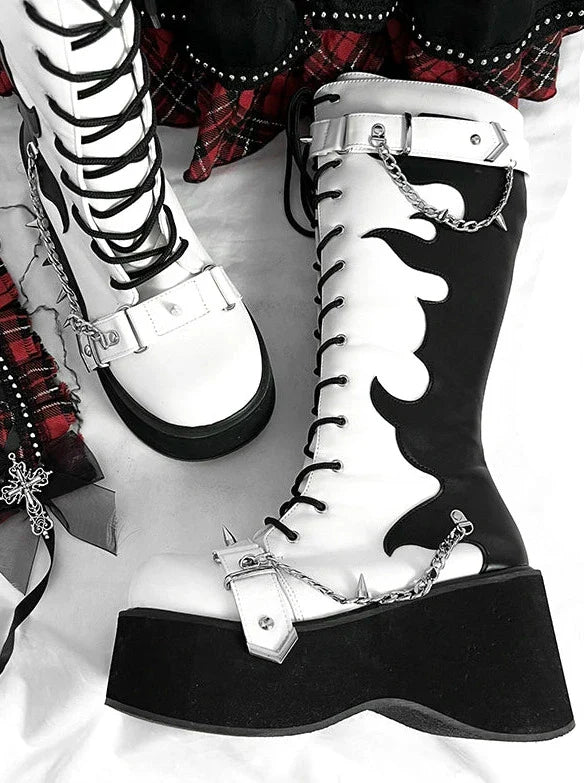 Punk Style Round Toe Platform Boots