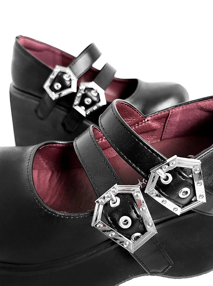Retro Round Toe Gothic Punk Platform Shoes [matte/lace]