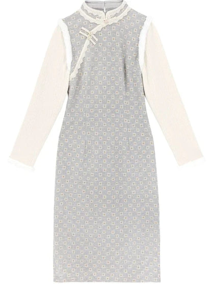 Pastel Sweet Retro Flower Chinese-style Dress