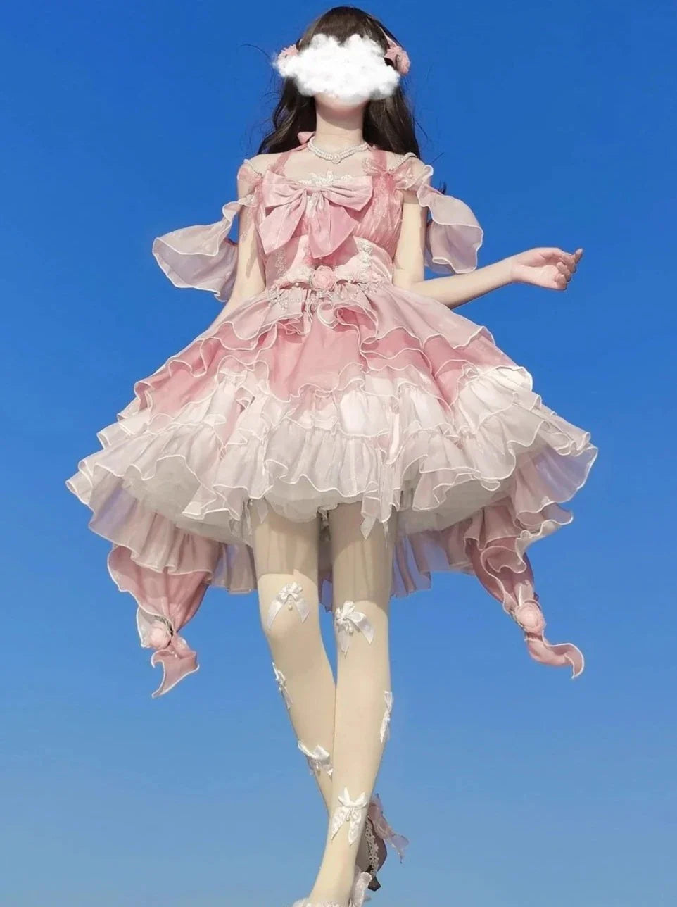 Summer Sweet Wedding Lolita Dress + Waist Chain + Tail + Hair Accessory + Neck Accessory