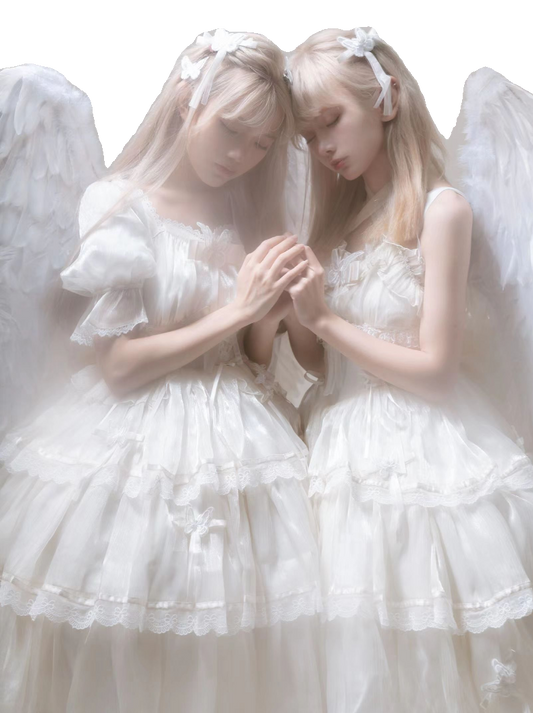 Light Flower Wedding Lolita Dress + Halterneck Suspender Dress