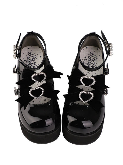 Sweet Ribbon Three-ball Platform Shoes
