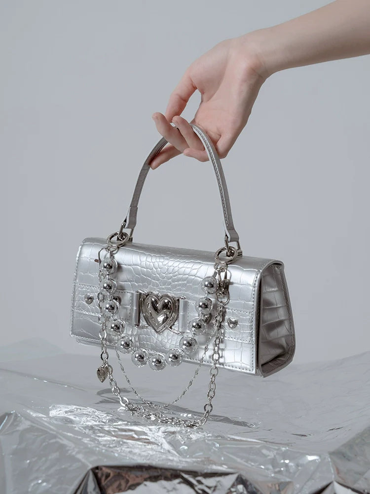 Silver Metal Mini Chain Bag