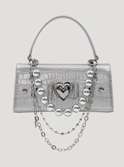 Silver Metal Mini Chain Bag