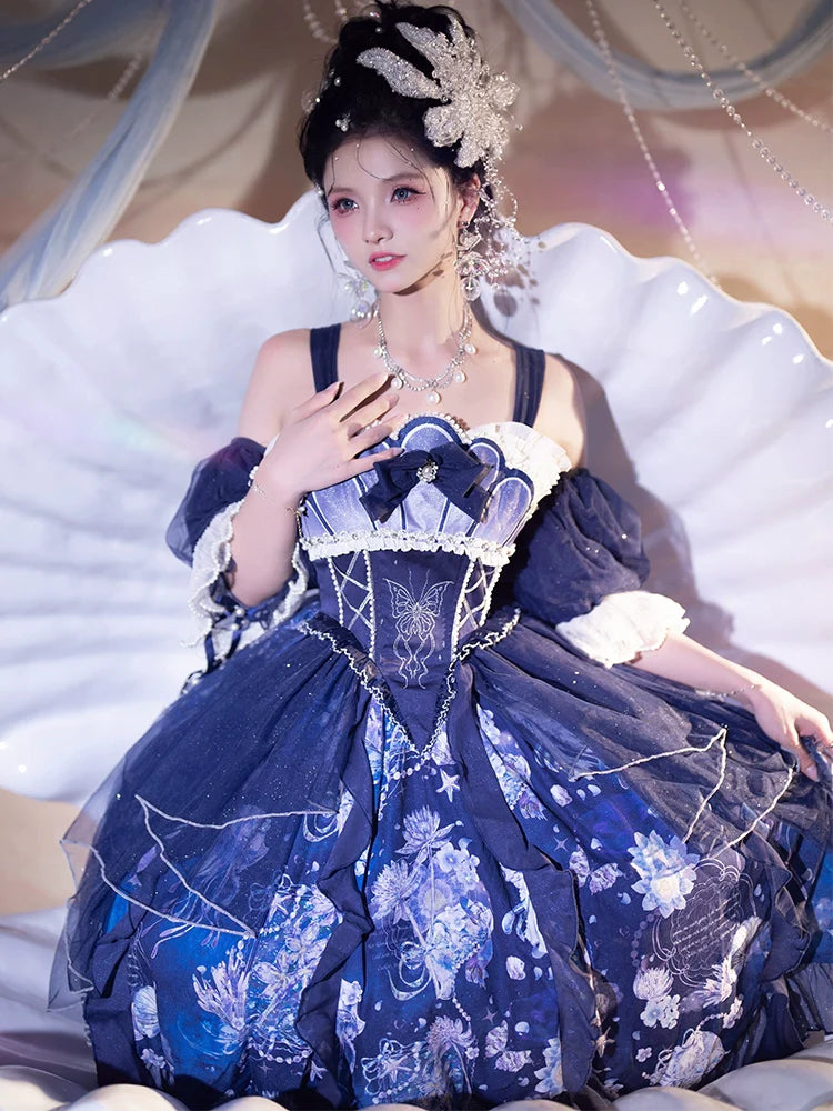 Deep Jellyfish Suspender Dress Set