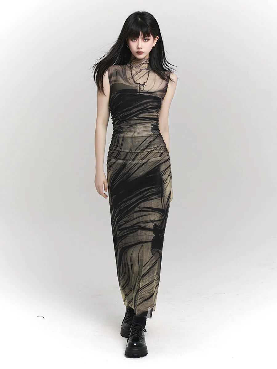 Ghost Girl Mode Summer Design Half Collar Dress