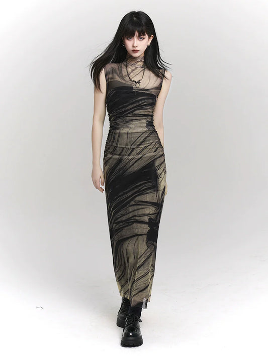 Ghost Girl Mode Summer Design Half Collar Dress