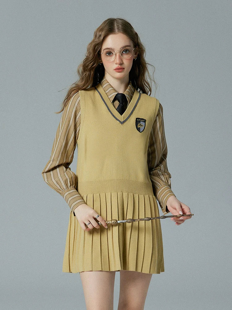 College Knit Pleated Sleeveless Dress