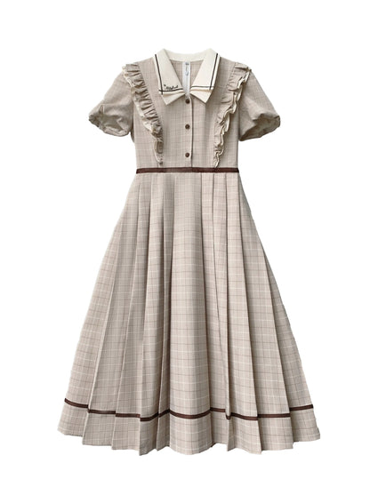 [pre-order] Ruffled Plaid Retro Dress
